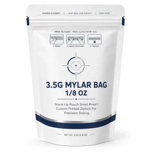 3.5g Mylar Stand up Pouch 1/8 oz Smell Proof Moisture Proof Odor Proof Custom Printed Ziplock for Precision Dosing Herbal Flower