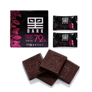 72% Dark Chocolate Bar Pure Cocoa Butter Solid Bittersweet Chocolate Candy Snack Low Sugar High Protein Fitness Energy Bar