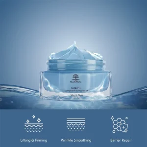 Blue Copper Peptide Face Cream GHK Cu Firming Moisturizer for Fine Lines Deep Hydration Barrier Repair Skin Renewal