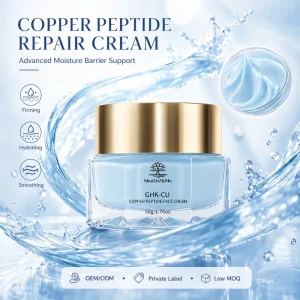 Blue GHK Cu Copper Peptide Face Cream Anti Aging Moisturizer for Firming Fine Lines Hydration and Skin Barrier Care
