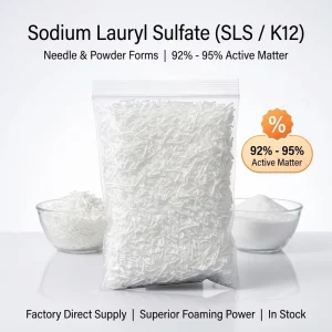 CAS 151-21-3 Detergent Anionic Surfactant Sodium Lauryl Sulfate Needle Powder SLS K12 92%
