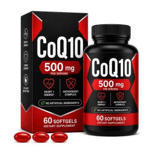 CoQ10 Softgels 500mg Coenzyme Q10 Ubiquinone Per Serving Sunflower Oil Base 60 Softgels 30 Servings