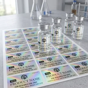 Custom Hologram Peptide Labels Stickers for 3ml 5ml 10ml Research Use Laboratory Glass Vials