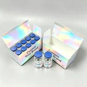 Custom Holographic Embossing Waterproof Recycled Materials Vial Boxes 3mlx10 Packs for Medicine Packaging Custom Printing Pills