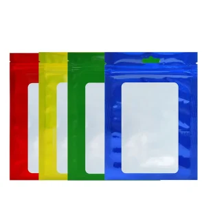 Custom Logo Aluminum Foil 3.5 Mylar Plastic Storage Ziplock Resealable Smell Proof Holographic Zipper Bag With Clear Window
