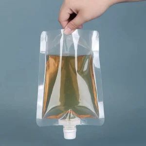 Customizable Logo Clear Food Grade PET PE Plastic Stand-up Spout Pouch Disposable Milk Drink Liquid Pack
