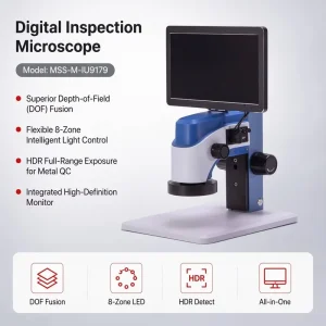 Digital Microscope Camera Full-range Exposure 8-Zone LED for Industrial QC Lab MSS-M-IU9179