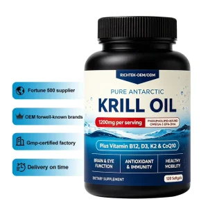 Enhanced With CoQ10 Vitamin D3 K2 B12 High Absorption Phospholipid Bound 1200mg Serving Daily Pure Antarctic Krill Oil