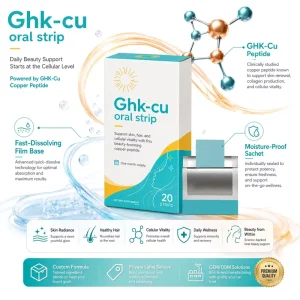 Fast Dissolving GHK-Cu Copper Peptide Oral Strips Support Skin Radiance Cellular Health Private Label OEM Available