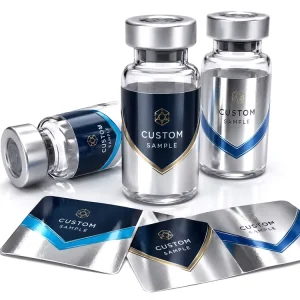 Glossy Small Vial Peptide Labels Custom Waterproof Bottle Stickers for Sample Packaging QR Batch OEM Printing Service