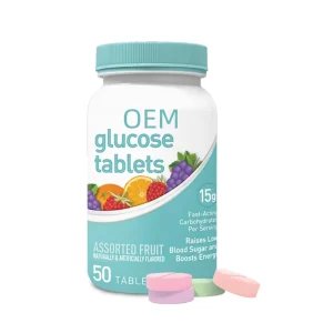 Glucose Tablets 15g Fast Acting Carbohydrates Assorted Fruit Flavors 50 Count
