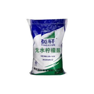 High Purity Organic Citric Acid Anhydrous 45% Min Food Grade Industrial Powder for Food Additives and Beverage 25kg Bag