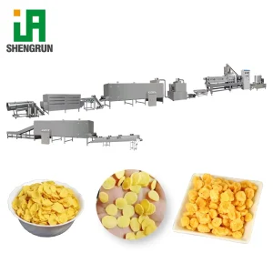Industrial Twin Screw Extruder Corn Flakes Line High Output Complete Baking Oven Cooling Breakfast Cereal Manufacturing Plant