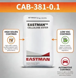 Low VOC CAB-381-0.1 Cellulose Ester Powder High-Solids Excellent Leveling Butyryl Content ~38% Fast Drying Resin for Industrial