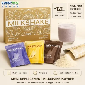 Multi Flavor Instant Grain Meal Shake Powder 210g Protein Fiber Meal Replacement 35g Sachet Pack OEM