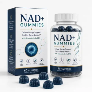 NAD+ Gummy Supplement 200mg Nicotinamide Riboside NR 150mg Trans-Resveratrol 50mg CoQ10 PQQ Vegan Organic Women