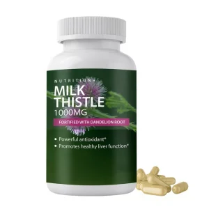 Natural Herbal Capsules with Milk Thistle Extract and Seed Extract
