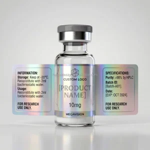 OEM Custom Waterproof Hologram Laboratory Vial Labels for Cosmetic Powder Glass Bottles