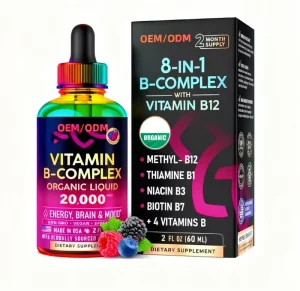 OEM ODM Organic Vitamin B Complex Liquid B5 Pantothenic Acid B12 Methylcobalamin Drops Supplement