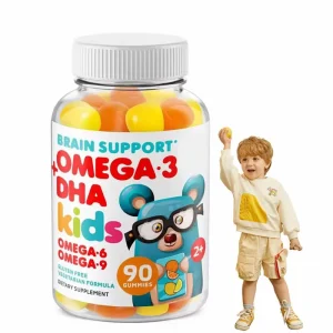 OEM/ODM Private Label Factory Supply Halal Natural Organic Omega 3 DHA Kids Gummies for Vitamin and Brain Support
