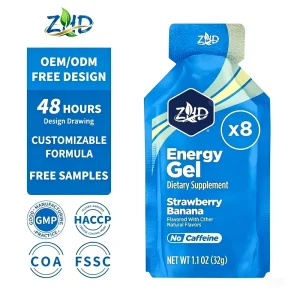 OEM ODM Sugar Free Energy Gel 25-35g Stick Fast Absorbing Electrolyte Endurance Supplement for Running Cycling