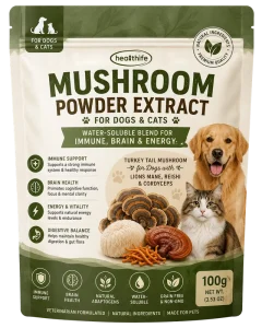 OEM Pet Health Supplement Mushroom Powder Extract for Dogs & Cats Turkey Tail Mushroom Lions Mane Reishi & Cordyceps
