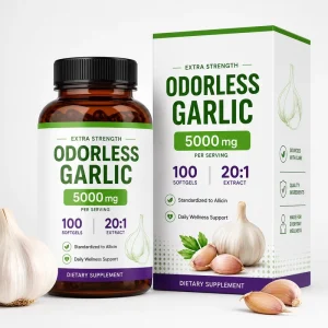Odorless Garlic Extract Softgels 10000mg Extra Strength Standardized to Allicin Daily Wellness Immune Support Supplement OEM