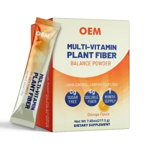 Private Label Carb Control Plant Fiber Powder with Multi Vitamin Mineral Sugar Free Soluble Fiber Dietary Supplement for Adults