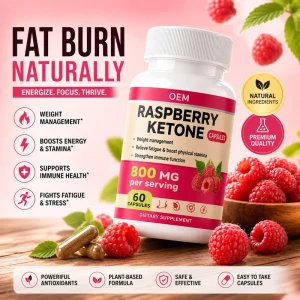 Raspberry Ketone Capsules Herbal Supplement for Adults 60 Count