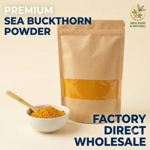 Sea Buckthorn Fruit Powder Food Grade Water Soluble Sea Buckthorn Extract Powder for Beverage Cosmetics OEM
