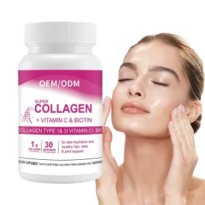 Skin Brightening Antioxidant Collagen Peptides with Vitamin C & Biotin Vegan Halal Capsules for Adult Dietary Supplement