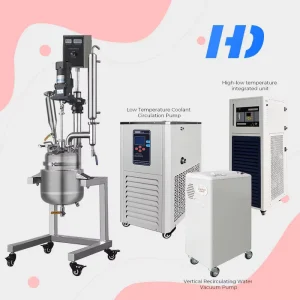 Stainless Steel Mixing Reactor Matching Recirculating Water Chiller for Chemical Synthesis Cooling Process