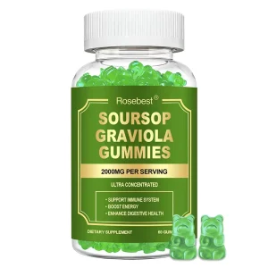 Sugar Free 2000mg Soursop Graviola Extract Gummy Supplement with Vitamin C & Zinc for Immune Energy Digestive